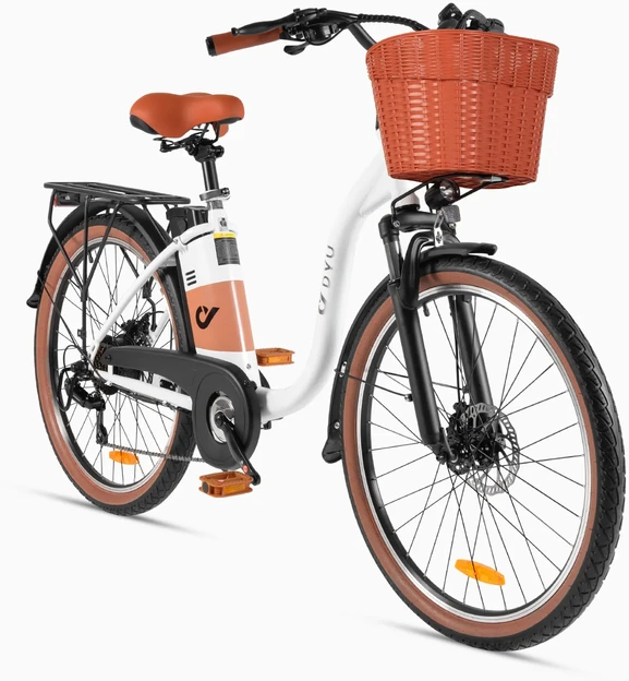 Elektrinis dviratis DYU C6 PRO, 26", 250W, 15,6Ah, baltas