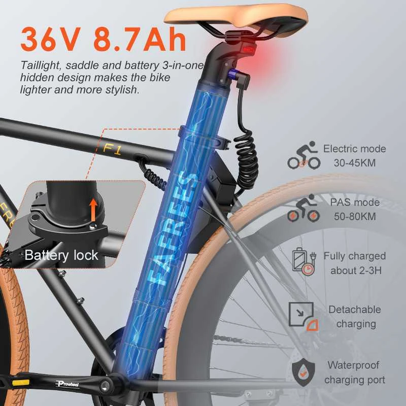 Elektrinis dviratis FAFREES F1-38C, 28", juodas