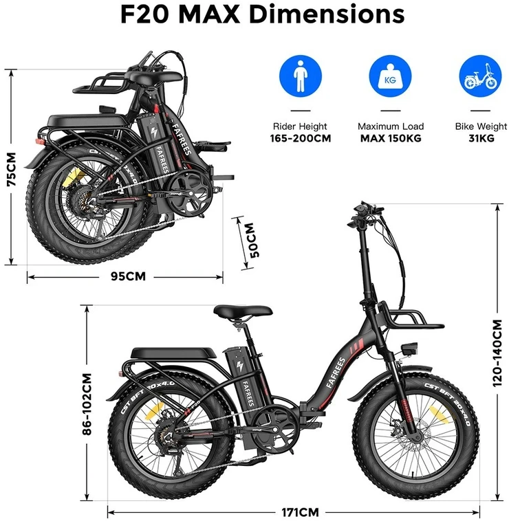 Elektrinis dviratis FAFREES F20 Max, 20", pilkas, 500W, 22,5Ah