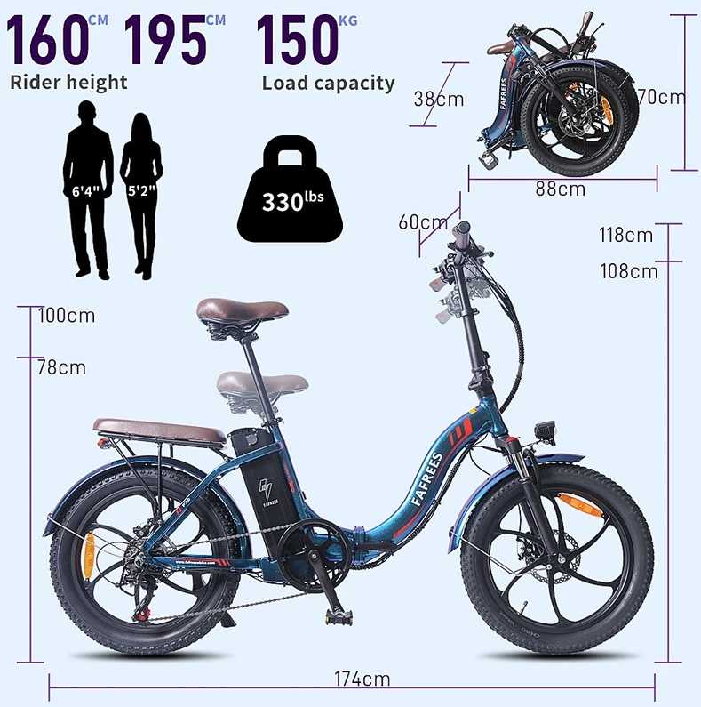 Elektrinis dviratis FAFREES F20 Pro, 20", juodas, 250W, 18Ah