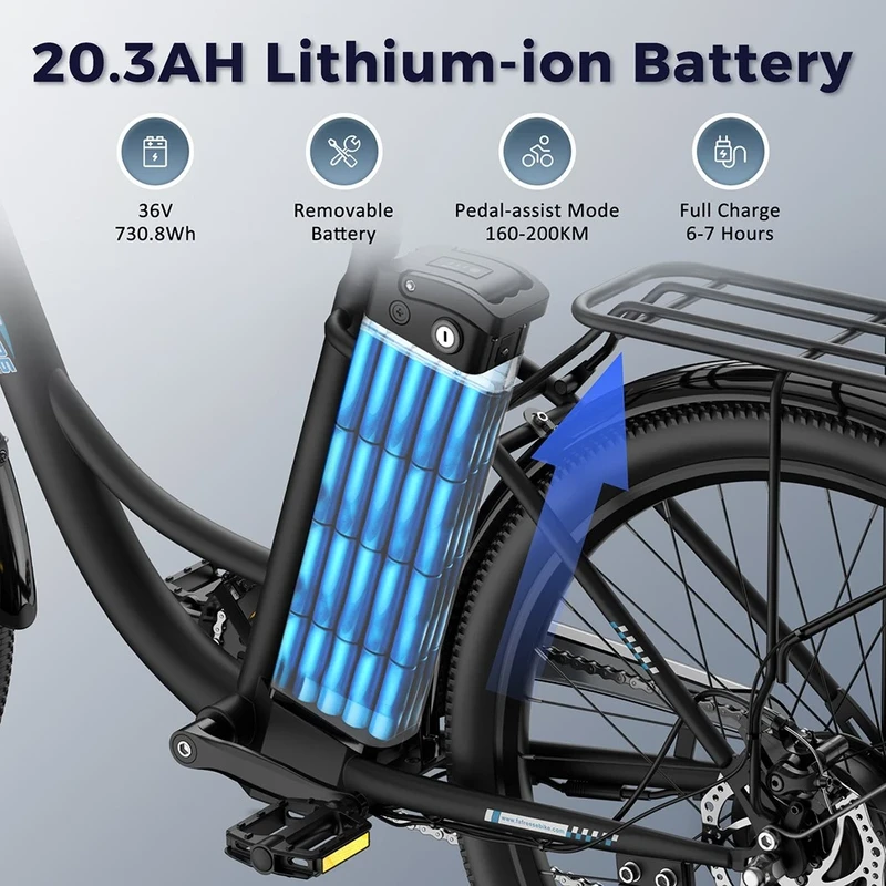Elektrinis dviratis Fafrees F26 Lasting, 26", baltas, 250W, 20,3Ah