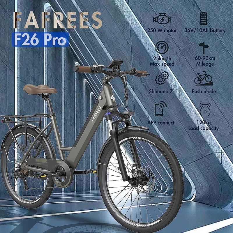 Elektrinis dviratis Fafrees F26 Pro 26", geltonas, 250W,14,5Ah