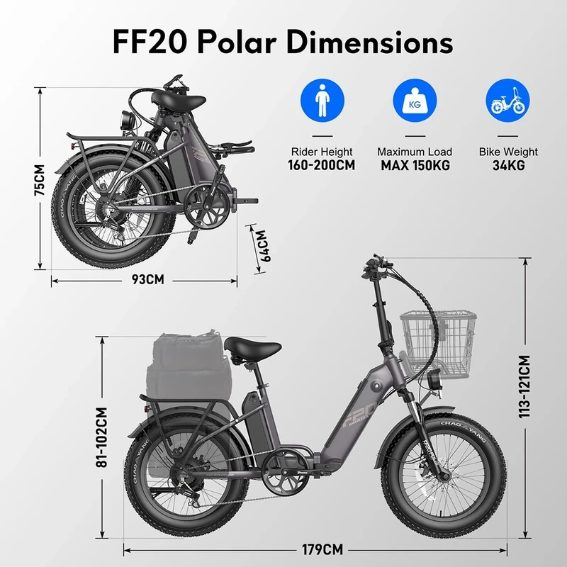 Elektrinis dviratis Fafrees FF20 Polar, 20", baltas, 500W, 20,8Ah