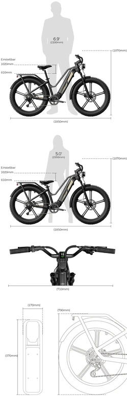 Elektrinis dviratis Fiido Titan, 26", 750W, 14,5Ah, juodas