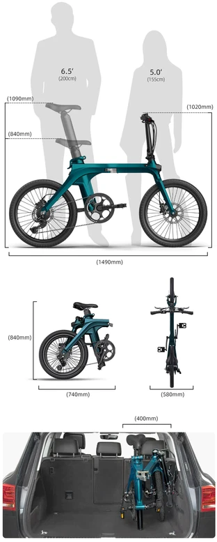 Elektrinis dviratis Fiido X, 20", 250W, mėlynas