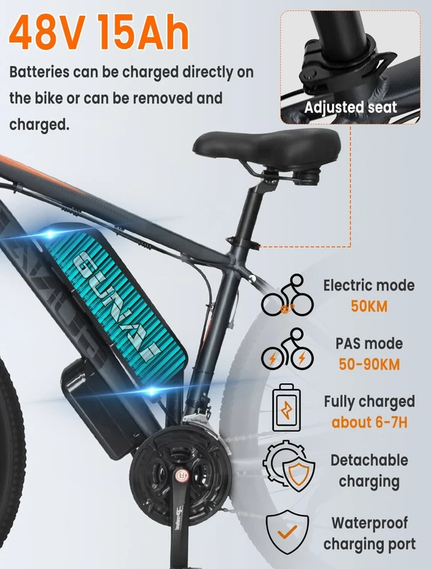 Elektrinis dviratis Gunai GN29, 29", 750W, 15Ah, juodas