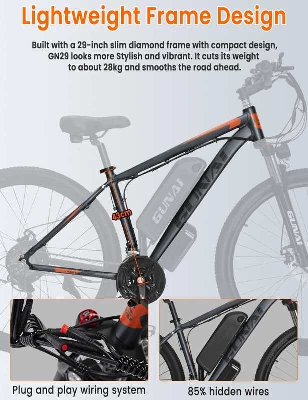 Elektrinis dviratis Gunai GN29, 29", 750W, 15Ah, juodas