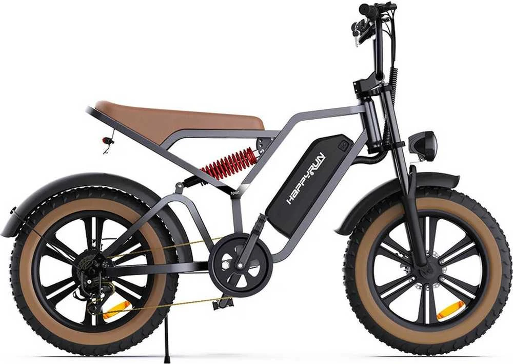 Elektrinis dviratis HappyRun G60, 20", 750W, 18Ah, pilkas