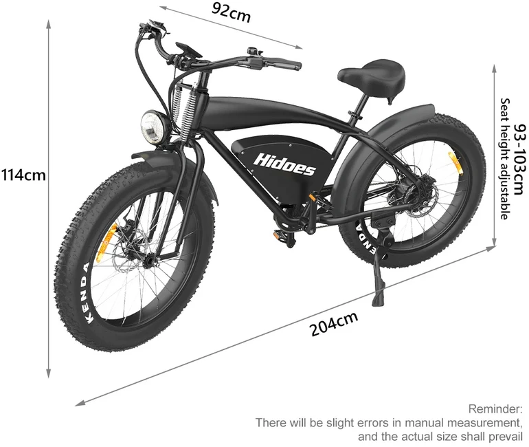 Elektrinis dviratis Hidoes B3, 26", juodas, 1200W, 17,5Ah