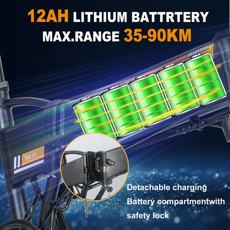 Elektrinis dviratis Hitway BK10 20″, 250W, juodas