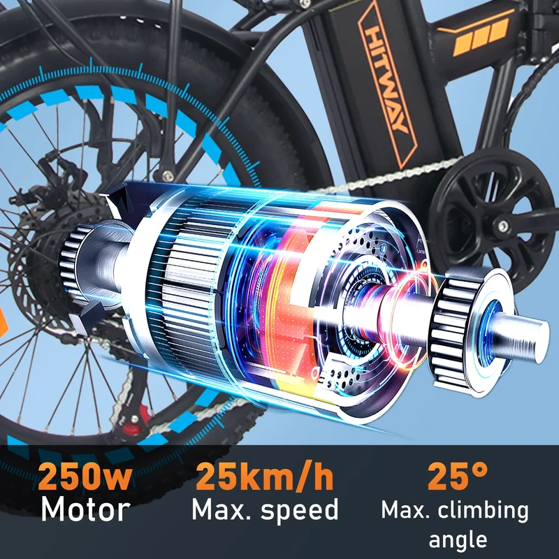 Elektrinis dviratis Hitway BK11, 20", 250W, 11,2Ah, juodas