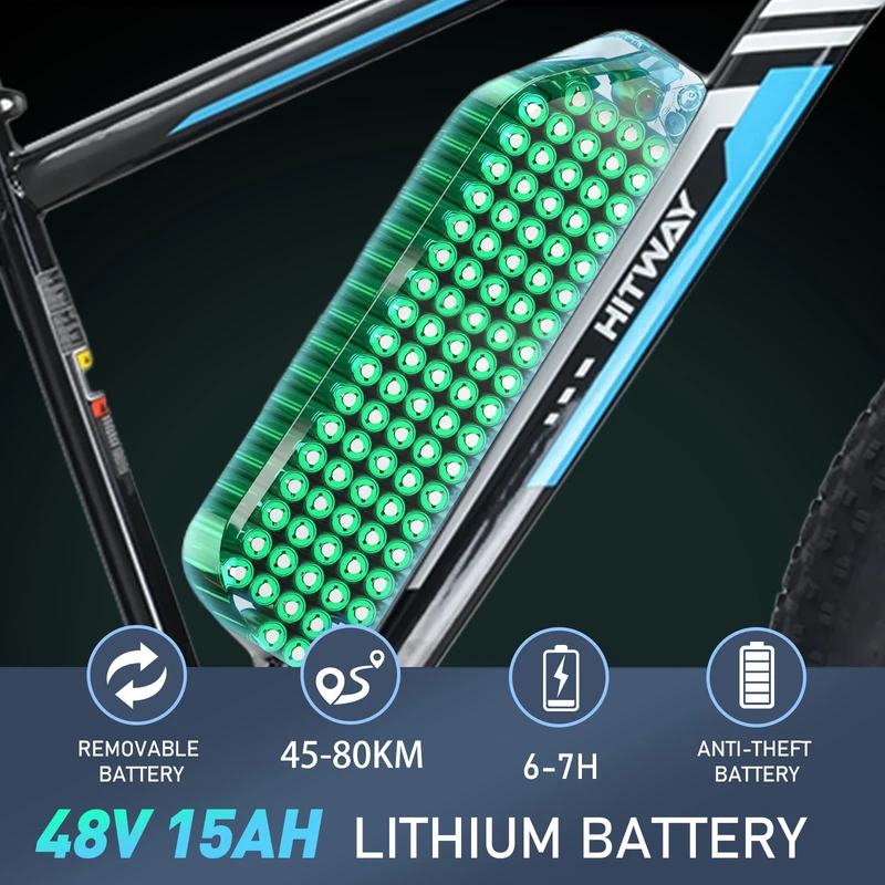 Elektrinis dviratis Hitway BK15, 26", 250W, 15Ah, juodas