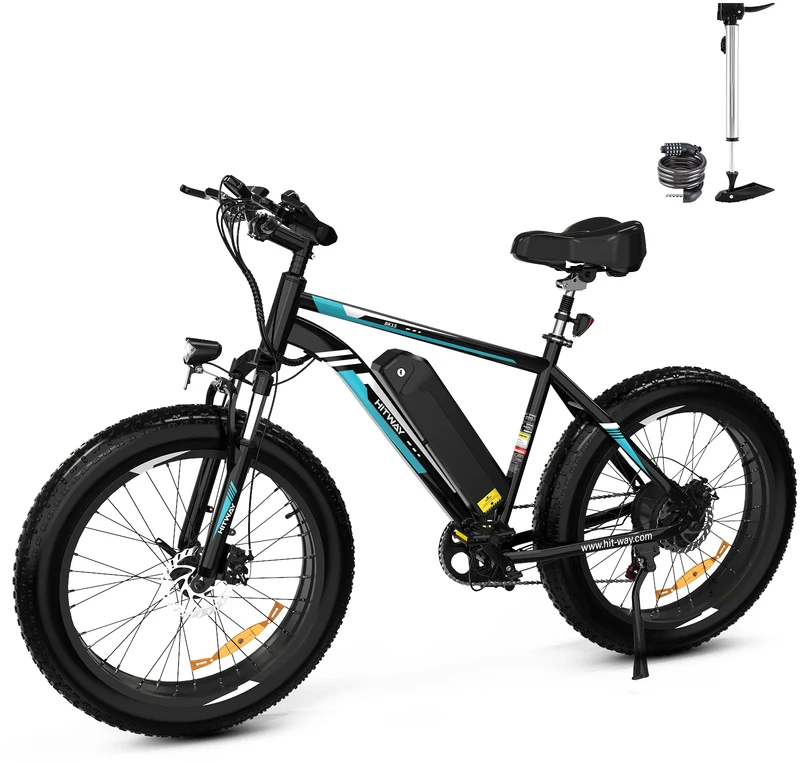Elektrinis dviratis Hitway BK15, 26", 250W, 15Ah, juodas