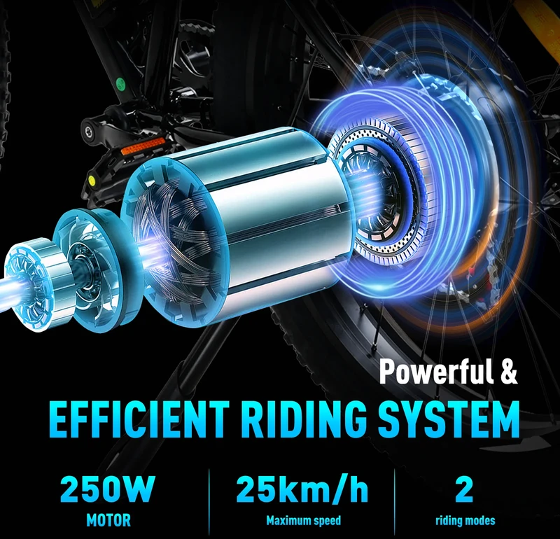 Elektrinis dviratis Hitway BK15, 26", 250W, 15Ah, juodas