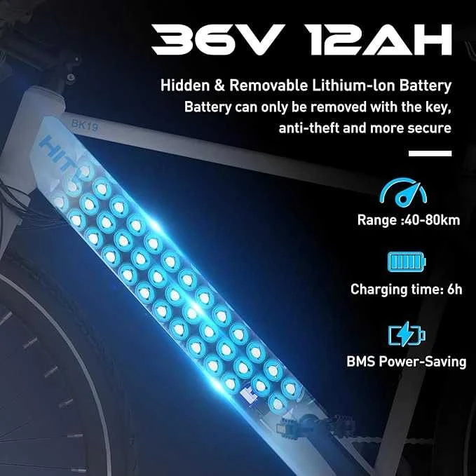 Elektrinis dviratis Hitway BK19, 27.5", 250W, baltas