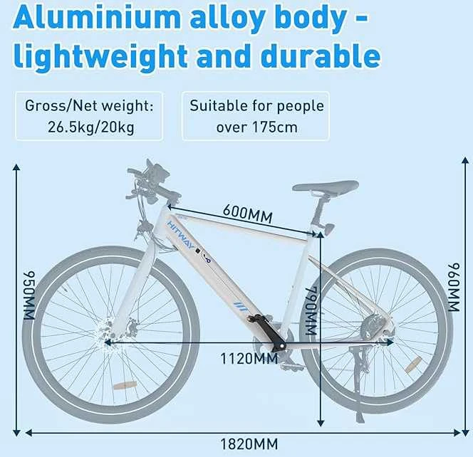 Elektrinis dviratis Hitway BK19, 27.5", 250W, baltas