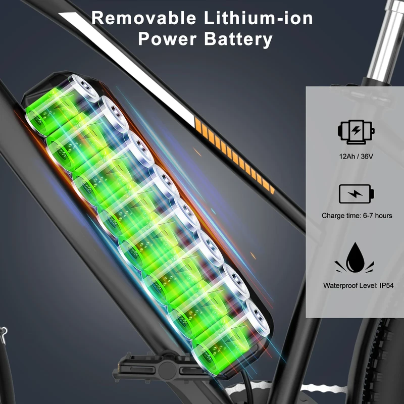 Elektrinis dviratis Hitway BK27, 28", 250W, 12Ah, juodas