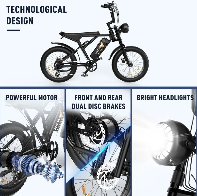 Elektrinis dviratis Hitway BK29, 26", 250W, 15Ah, juodas
