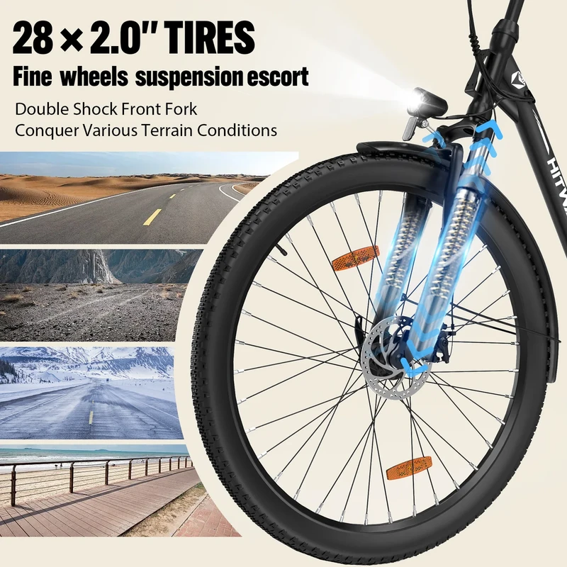 Elektrinis dviratis Hitway BK31, 28", 250W, 13Ah, juodas