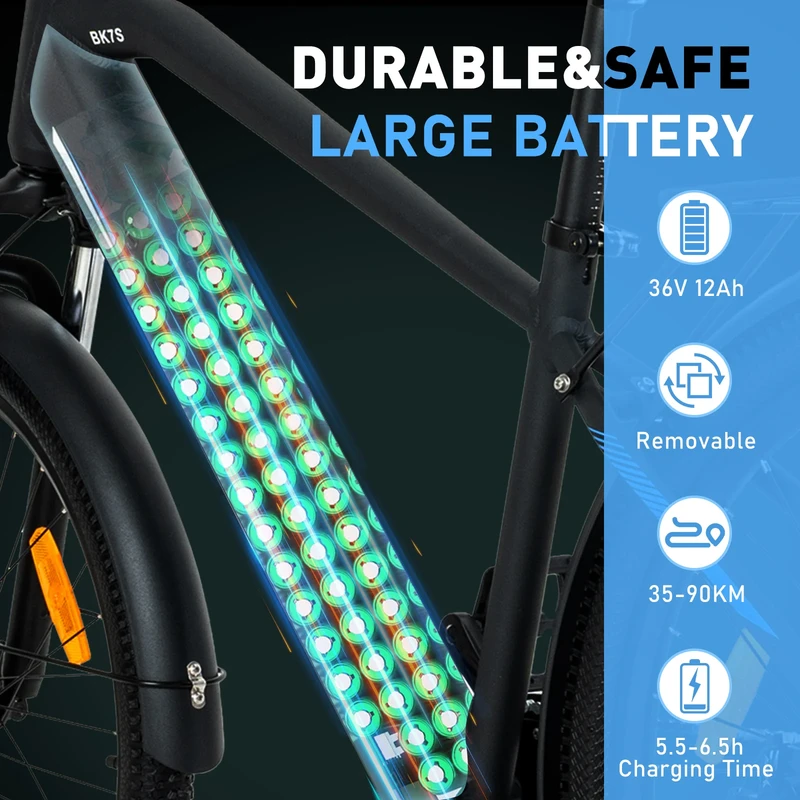 Elektrinis dviratis Hitway BK7S, 26", 250W, 12Ah, juodas