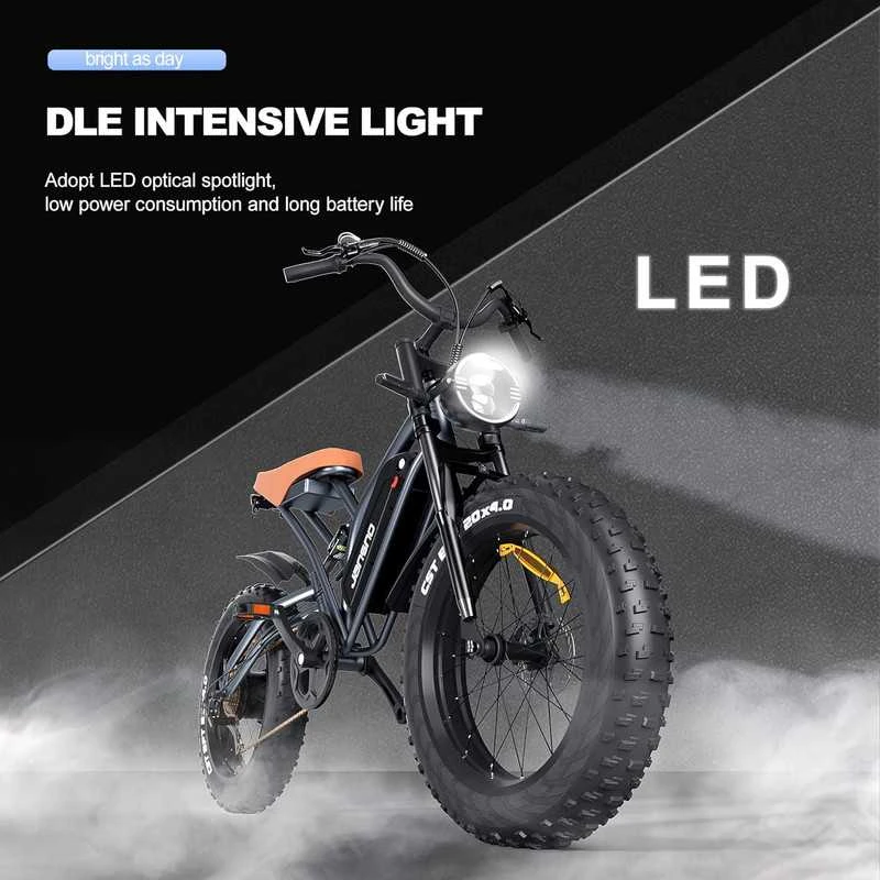 Elektrinis dviratis Jansno X50, 20", 750W, 14Ah, juodas