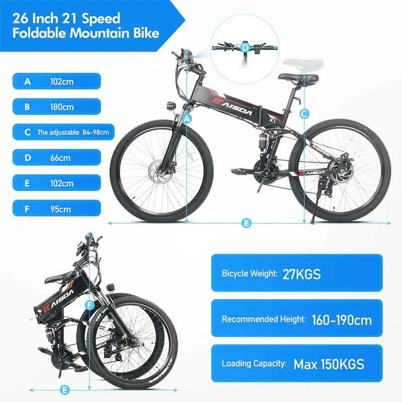 Elektrinis dviratis Kaisda K1, 26", 500W, 10,4Ah, juodas