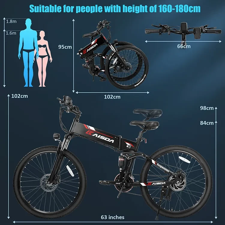 Elektrinis dviratis Kaisda K1, 26", 500W, 10,4Ah, juodas