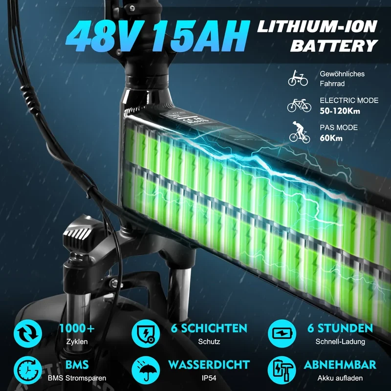 Elektrinis dviratis Kaisda K2-P-PRO, 20", 750W, 15Ah, juodas