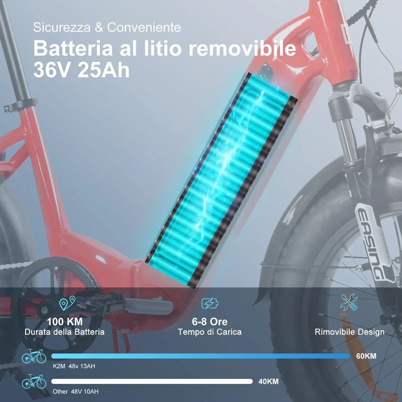 Elektrinis dviratis Kaisda K20F, 20", 250W, 25Ah, raudonas