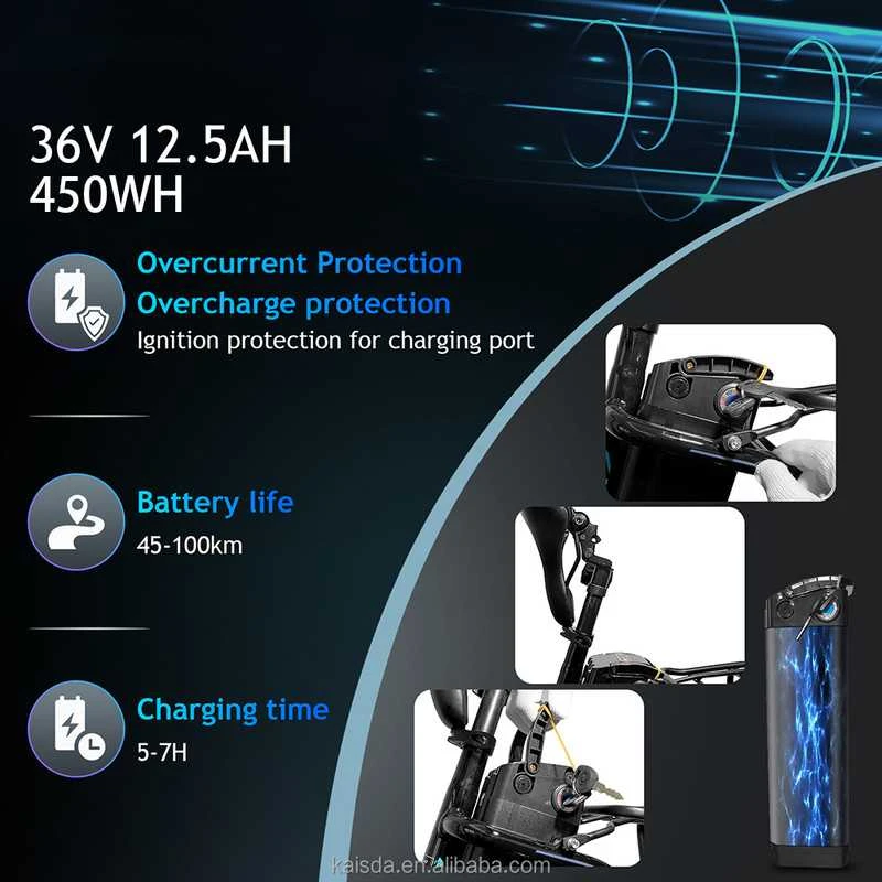 Elektrinis dviratis Kaisda K7, 20", 350W, 12,5Ah, baltas