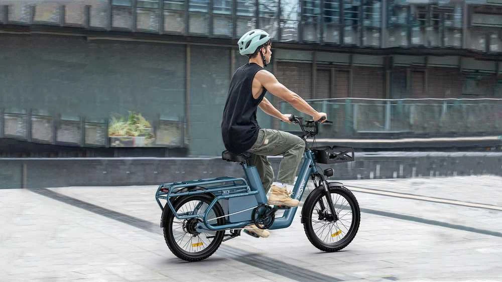 Elektrinis dviratis OneSport OT01 Cargo, 20", 500W, 27Ah, mėlynas