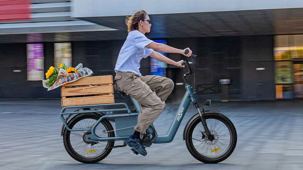 Elektrinis dviratis OneSport OT01 Cargo, 20", 500W, 27Ah, mėlynas