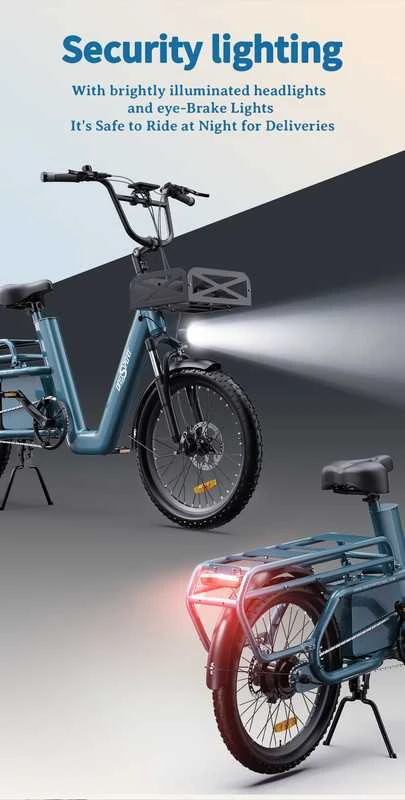 Elektrinis dviratis OneSport OT01 Cargo, 20", 500W, 27Ah, mėlynas