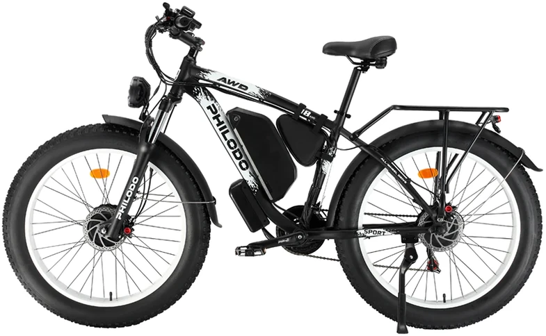 Elektrinis dviratis PHILODO H8 AWD, 26", 22Ah, juodas