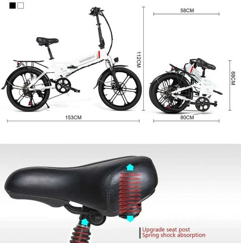 Elektrinis dviratis Samebike 20LVXD30-II, 20", 350W, 10Ah, juodas