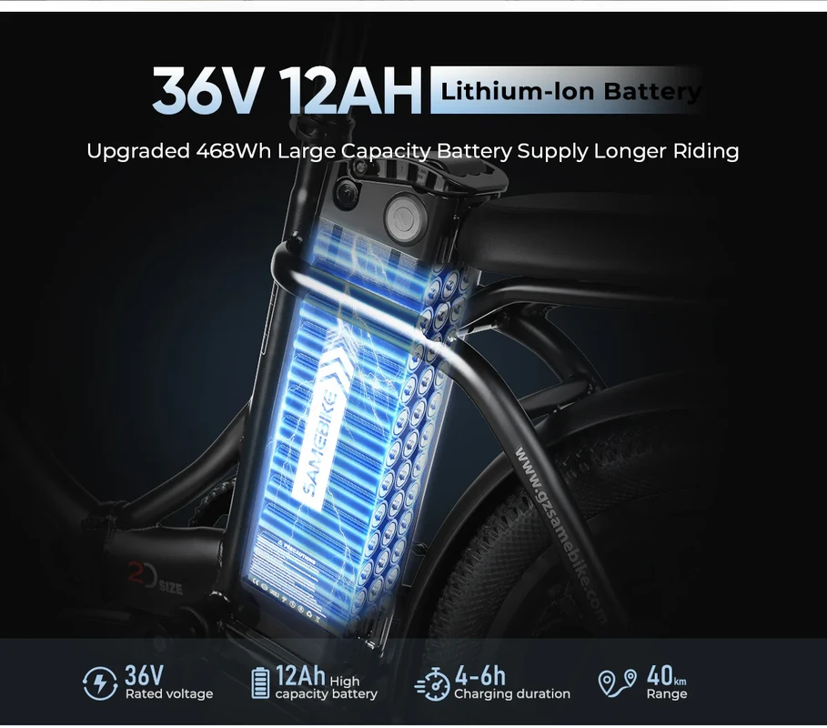 Elektrinis dviratis Samebike CY20, 20", 350W, 12Ah, mėlynas