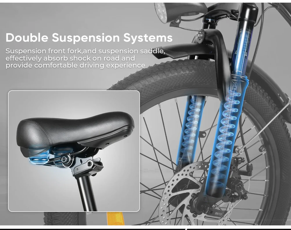 Elektrinis dviratis Samebike CY20, 20", 350W, 12Ah, mėlynas