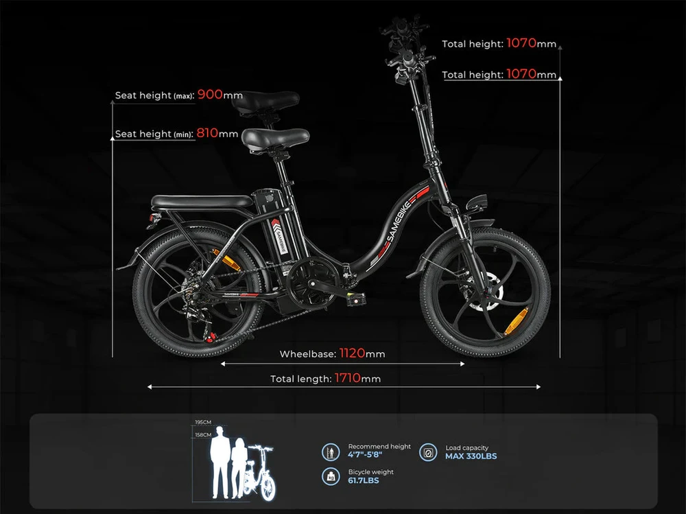 Elektrinis dviratis Samebike CY20, 20", 350W, 12Ah, mėlynas