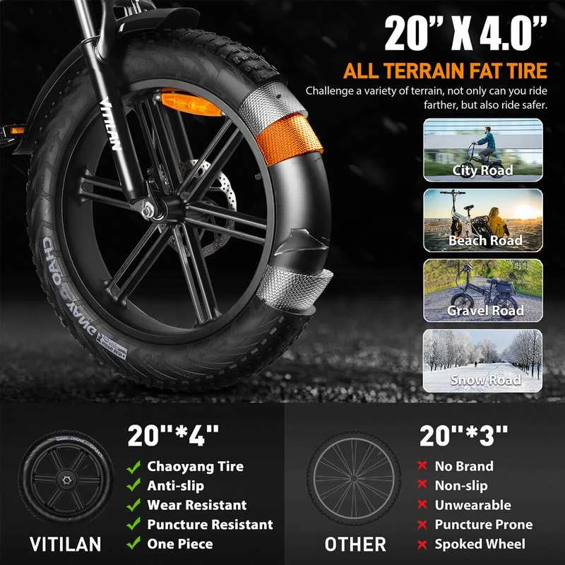 Elektrinis dviratis Vitilan i7 Pro, 20'', 750W, 20Ah, žalias