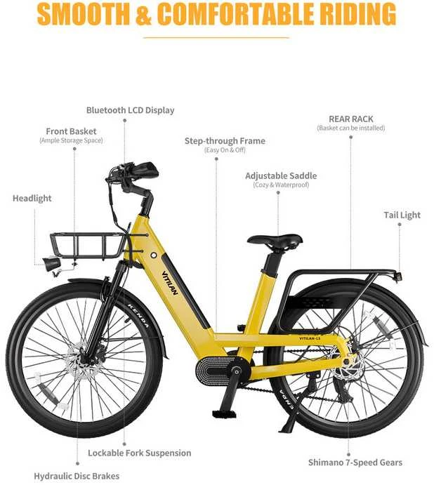 Elektrinis dviratis Vitilan L5, 26", 500W, 15Ah, žalias