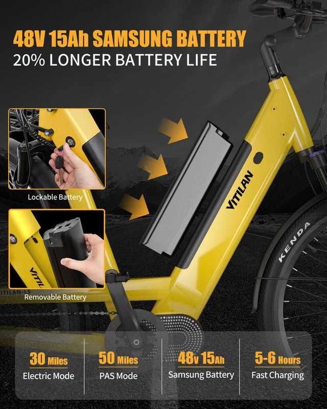 Elektrinis dviratis Vitilan L5, 26", 500W, 15Ah, žalias