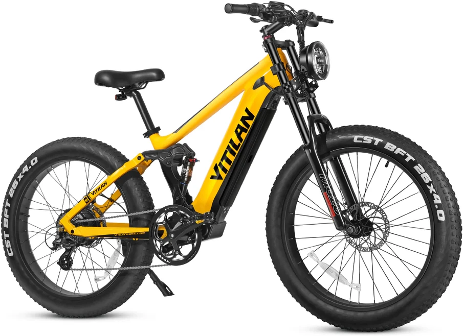 Elektrinis dviratis Vitilan T7, 26'', 750W, 20Ah, geltonas