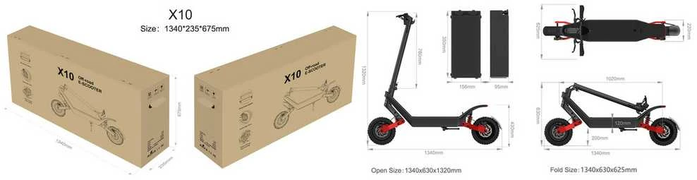 Elektrinis paspirtukas HX X10, 11", 2400W, 18,2Ah juodas