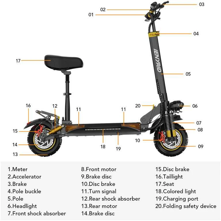 Elektrinis paspirtukas Ienyrid ES6, 10", 2000W, 20,8Ah