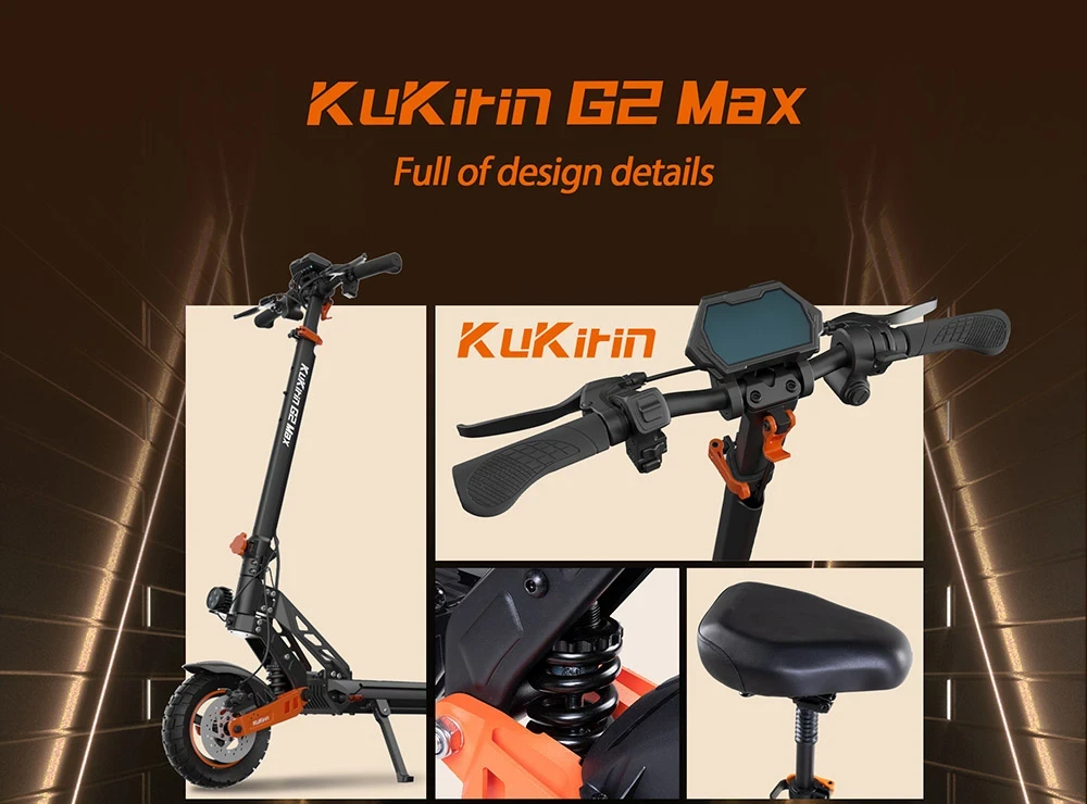 Elektrinis paspirtukas KuKirin G2 Max, 10", 1000W, 20Ah, juodas