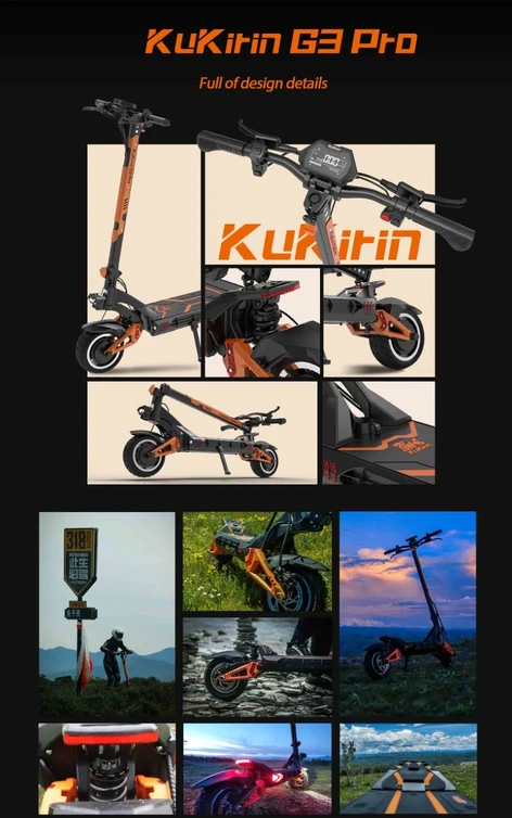 Elektrinis paspirtukas KuKirin G3 Pro, 10", 2400W, 23,3Ah juodas