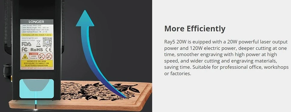 Lazerinės graviravimo/pjovimo staklės Longer Ray5 20W