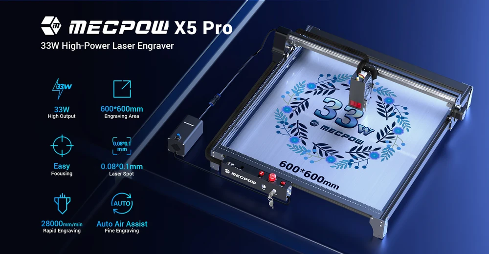 Lazerinės graviravimo/pjovimo staklės Mecpow X5 Pro 33W