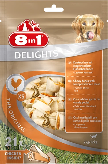 8in1 8in1 Skanėstas šuniui kości o smaku vištiena Delights XS 21 vnt.