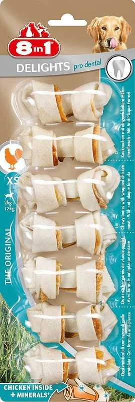 8in1 Delights Pro Dental XS kaulas mažų veislių šunims, 7 vnt.